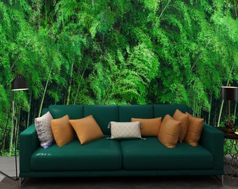Forest Tree Mural Wallpaper, green wallpaper, bamboo wallpaper, tropical trees, forest natural forest landscape, dense trees, nature scenery