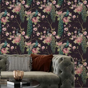 Bird and Floral Wallpaper: Chinese Tree Removable Wall Mural
