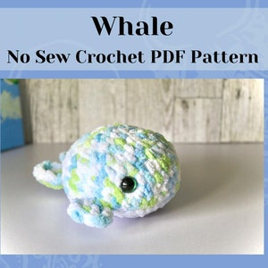 Whale No-Sew Crochet Pattern  Whale Plush Whale Stuffed Animal Beginner Pattern Easy Crochet Pattern