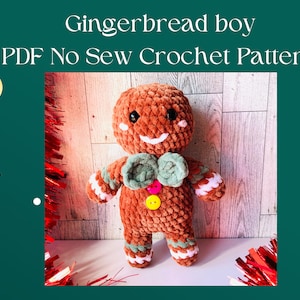 Gingerbread boy. No sew crochet pattern. Christmas decoration