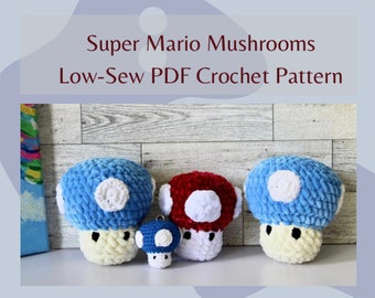 Mario Mushroom Crochet Pattern Mushroom Plush Toadstool Crochet Pattern PDF low-sew Crochet Pattern Easy Pattern