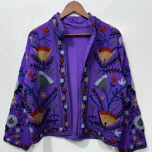 Handmade Suzani Embroidery Jacket: Boho Cotton Festival Coat