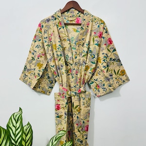 Cotton Kimono Bathrobe, Soft Lightweight Robe for Women, Handmade Spa Robe, Everyday Loungewear, Boho Kimono  Robe,