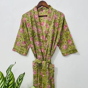 Luxury Cotton Kimono Robe, Floral Print Cotton Kimono, Soft Lightweight Lounge Wear,For To Be Mom,