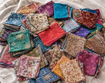 Indian Scraps Lot | Sari Silk Fabric Remnants For Quilting & Sewing, Gift For Her