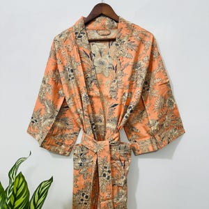 Cotton Kimono for Women, Vibrant Floral Design, Handmade Boho Spa Robe, Beach Cover Up, For To Be Mom,