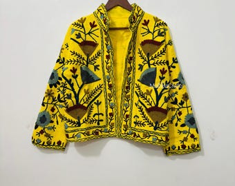Vintage Suzani Coat | Boho Floral Jacket, Indian Handmade Jacket, Gift For Her