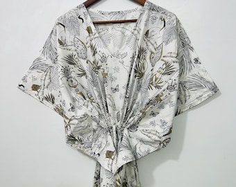 Lightweight Floral Cotton Kaftan | Handmade Boho Dress, Summer Beach Cover Up