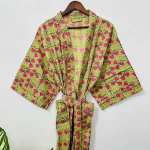 Floral Cotton Kimono Robe: Boho Chic Beach Cover-Up