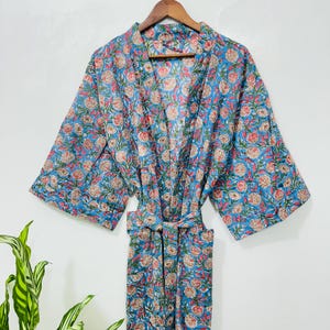 Kimono for Women, Indian Cotton Robe, Block Printed Kimono For women, For To Be Mom, Gift For Her,