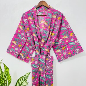 Cotton Summer Kimono, Lightweight Cotton Kimono Robe, Bathrobe for women ,  Gift For Her, Beach Cover Up,