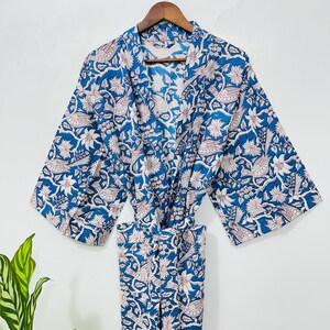 Handmade Organic Cotton Kimono: Floral Boho Resort Wear