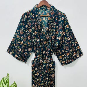 Cotton Kimono Robe for Women, Soft Bathrobe, Handmade Bathrobe, For Women, Spa Robe, Daily Wear Kimono,