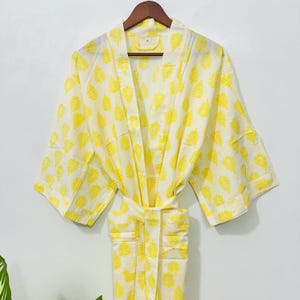 Handcrafted Cotton Kimono Robe: Bohemian Floral Lounge Wear