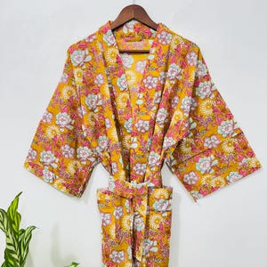 100% Cotton Indian Block Print Kimono,Women Kimono Robe, Handmade Cotton Luxury Kimono, Bathrobe,  For To Be Mom,