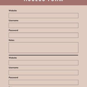 Peach Creative Minimalist Access Form