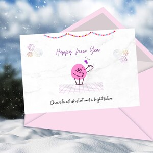 Happy New Year Karte | Silvester 2025 | Optimistisch Positive Neujahrskarte Sofortiger digitaler Download | PDF PNG JPG
