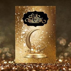 Cartão digital feliz Eid | Saudações elegantes e brilhantes | Download instantâneo