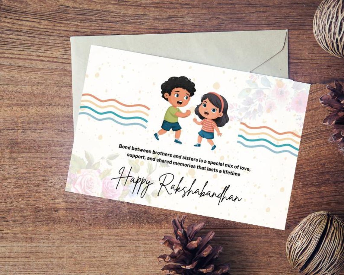 Printable Raki Card Raksha Bandhan Printable Card - Instant Download Rakhi Greeting ...