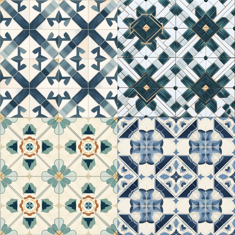 Tile Model Paper 60 Seamless Mosaic Tile Pattern Digital Bundle Digital Papers Printable ...