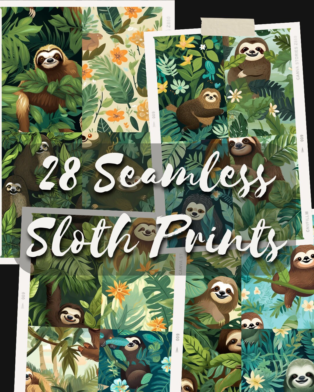 28 Seamless Sloth Design Prints | Digital Papers | Printable Patterns ...