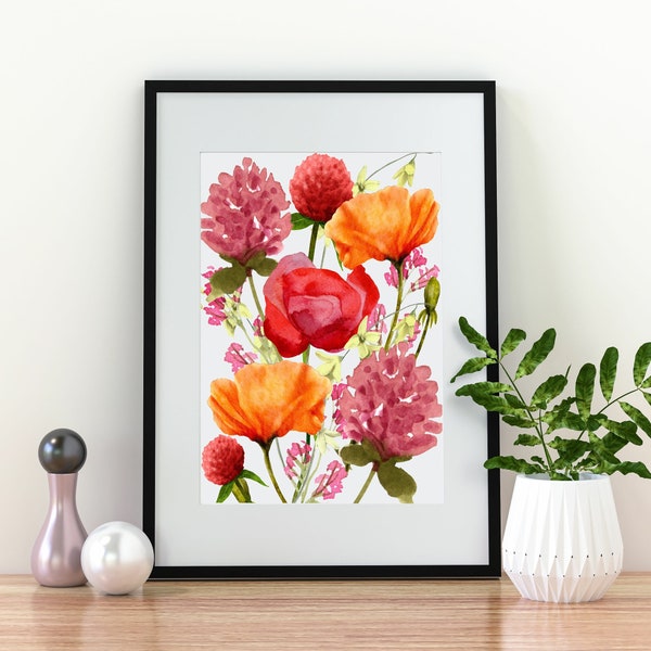 Wildflowers Artprint, Flower Art, HouseDecor Artwork, Flowers Instant Print, Bouquet Printable, Garden Flowers Painting,  Spring Flowers Art