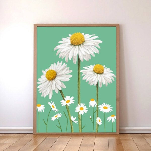 Daisy Flower Artwork, Daisies Abstract ArtPrint, Flowers Art, Daisy Bouquet Painting, Daisies Digital Art, Wildflowers Painting, SpringDaisy