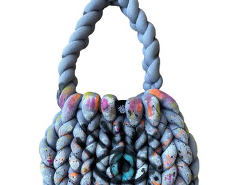 Handwoven, tote bag, chunky yarn knit,soulder bag, handmade ,custom bag,uniq bag,handmade,