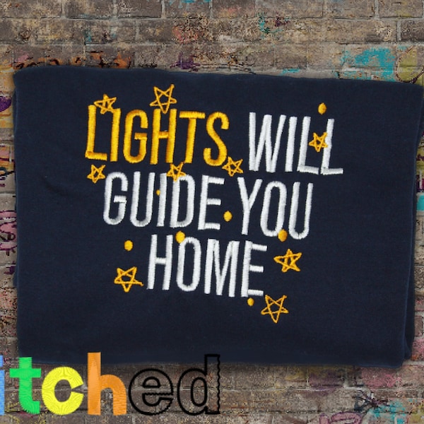 Besticktes 'Lights Will Guide You Home' Sweatshirt / Hoodie mit Sternen & Light Sparkles - Anpassbare Basis / Thread XandY Fix You