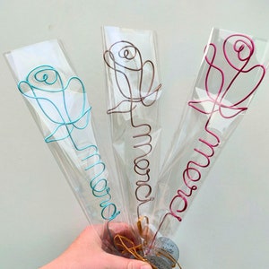 Personalized wire rose first name gift idea thank you thank you mistress nanny atsem