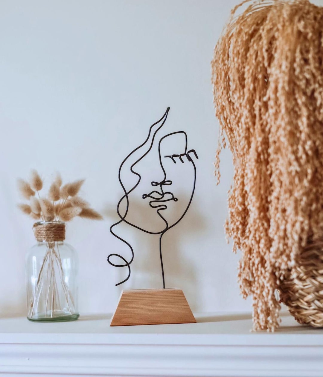 Minimalist Wire Portrait of a Woman on a Contemporary Abstract Base - Etsy
