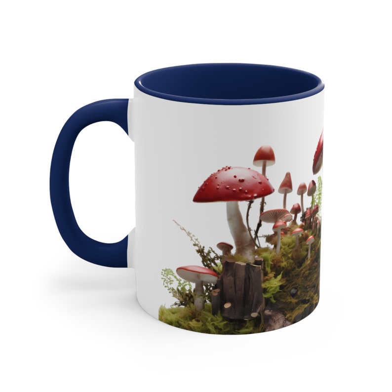 Red Mushrooms Coffee Mug, Mushroom Tea Cup, Accent Mug, Nature Lover Gift, Foraging Theme image 7
