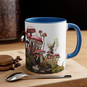 Red Mushrooms Coffee Mug, Mushroom Tea Cup, Accent Mug, Nature Lover Gift, Foraging Theme image 8