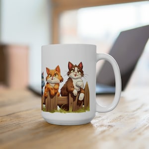 Cats Coffee Mug, Animal Tea Cup, Large Mug, Nature Lover Gift, Cat Cup, Animal Theme