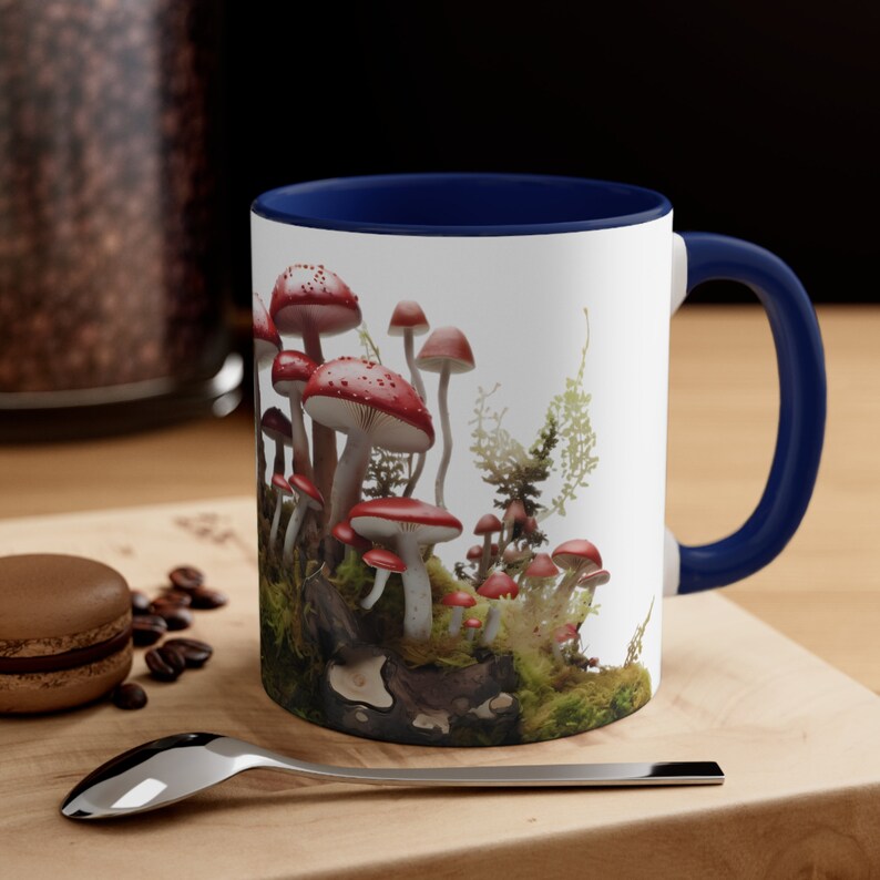 Red Mushrooms Coffee Mug, Mushroom Tea Cup, Accent Mug, Nature Lover Gift, Foraging Theme image 5