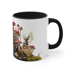 Red Mushrooms Coffee Mug, Mushroom Tea Cup, Accent Mug, Nature Lover Gift, Foraging Theme image 4
