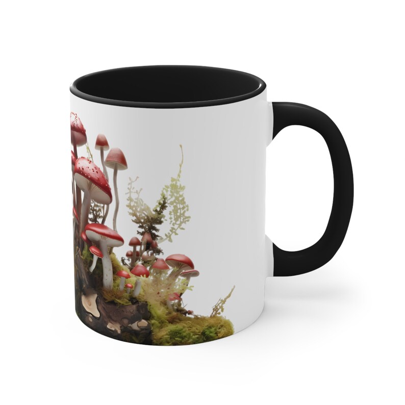 Red Mushrooms Coffee Mug, Mushroom Tea Cup, Accent Mug, Nature Lover Gift, Foraging Theme image 4