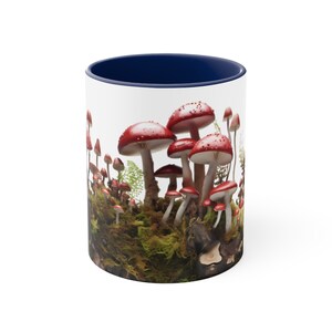 Red Mushrooms Coffee Mug, Mushroom Tea Cup, Accent Mug, Nature Lover Gift, Foraging Theme image 6