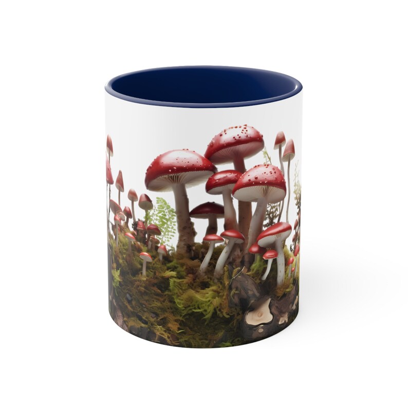 Red Mushrooms Coffee Mug, Mushroom Tea Cup, Accent Mug, Nature Lover Gift, Foraging Theme image 6