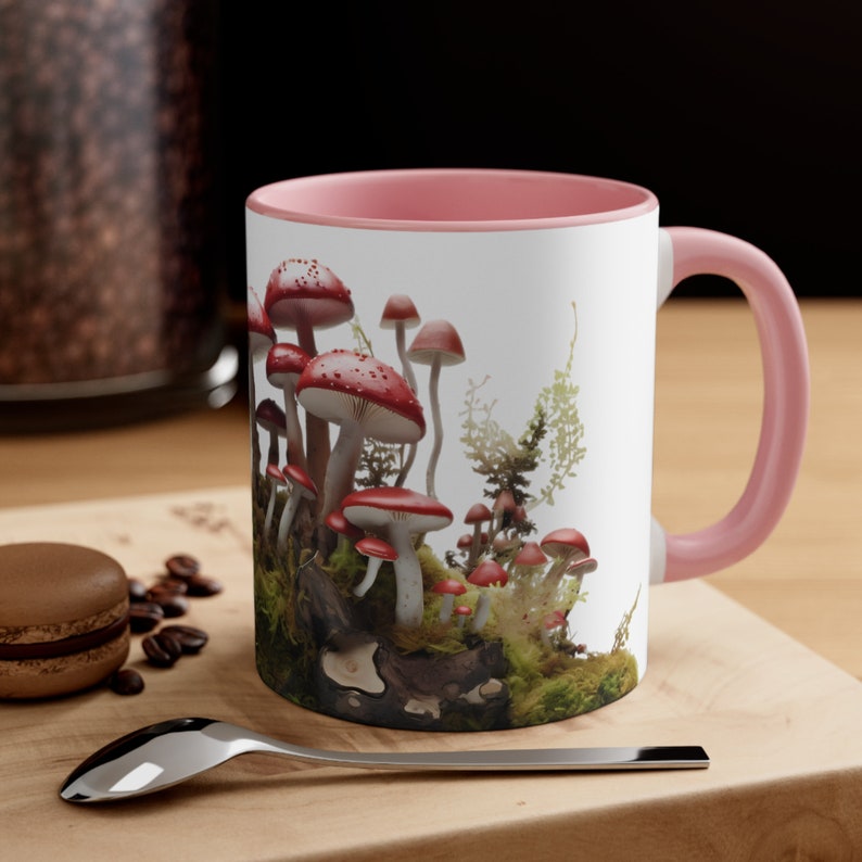 Red Mushrooms Coffee Mug, Mushroom Tea Cup, Accent Mug, Nature Lover Gift, Foraging Theme image 9