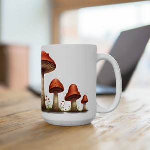 Red Mushrooms Coffee Mug, Fly Amanita Tea Cup, Large Mug, Nature Lover Gift, Foraging Theme