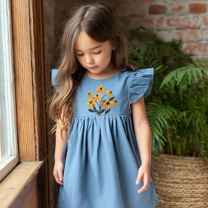 Embroidered Sunflower Toddler Dresses - Etsy