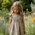 Butterfly & Bee in Wildflower Garden Hand Embroidered  Dress for Girls, 1st Birthday Soft Linen Dress, Toddler Linen Dress, Kids Clothing product logo