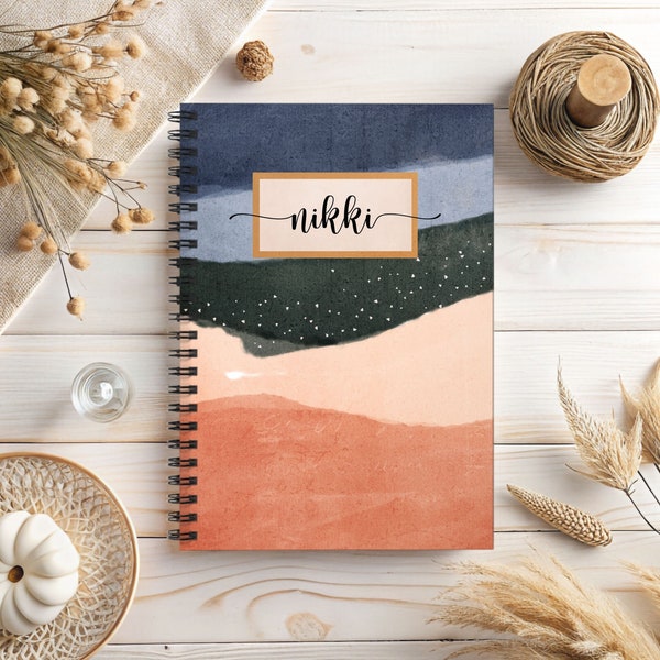 Hand-held Journal Bullet Dot Grid a5 Notebook Cover Personalize Diary Wellness Custom Name Journal Cottagecore Notepad Boho Notebook 1