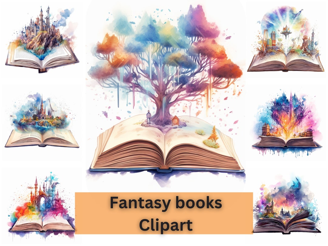 28 PNG Fantasy Books Clipart, Opened Book Clipart, Book Bundle PNG, Old ...
