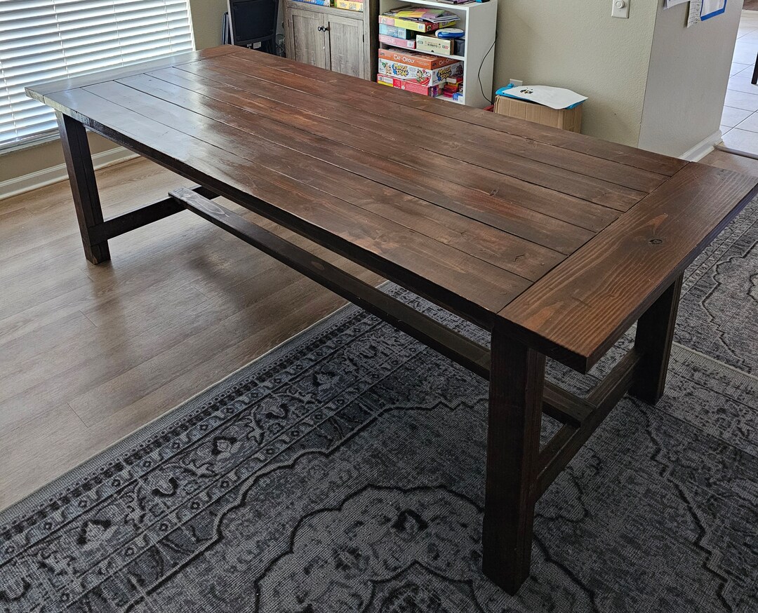 Solid Wood Farmhouse Dining Table - Etsy