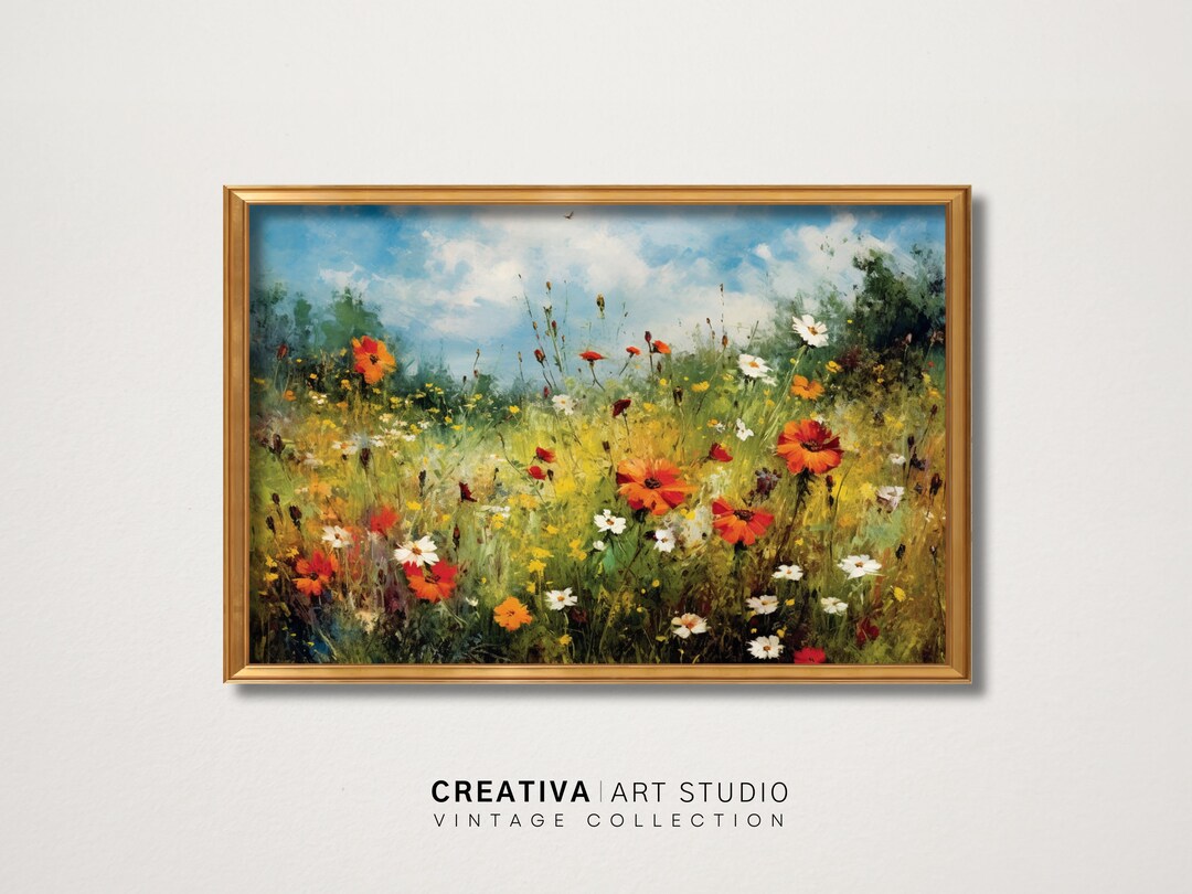 Printable Vintage Flower Wall Decor Wildflowers Colorful Wall Art