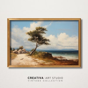 Afdrukbare vintage kunst aan de muur | Tropische zomer strand schilderij | Woonkamer decor prenten | Downloadbare AFDRUKBARE Wall Art