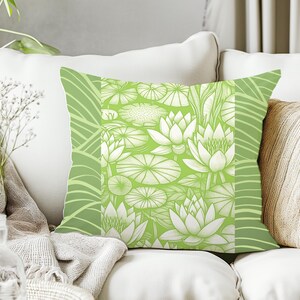 Lotus Square Pillow | Home Decor Accent | Meditation Cushion | Floral Throw Pillow | Boho Decorative Cushion | Zen Garden Pillow