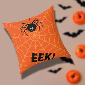 EEK! Spider Square Pillow | 100 Percent Polyester Cover | Available in 2 Sizes